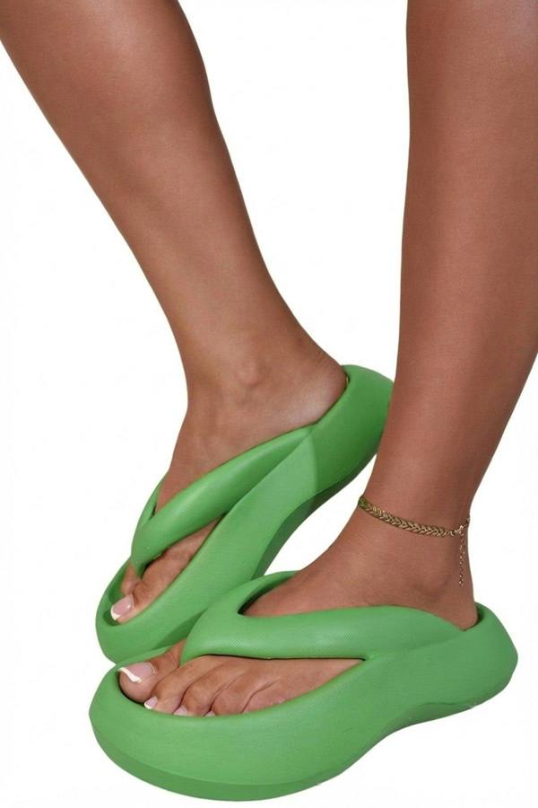Cora Chunky Platform Flip-flops Sandals - Green_wb