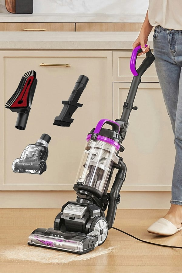 Living and Home Upright Vacuum Cleaner UEU620 with Pet Turbo Brush,Anti Hair Warp & Dual Cyclone & Steerable Technology,Crevice Tool & Sofa Brush,2.2L