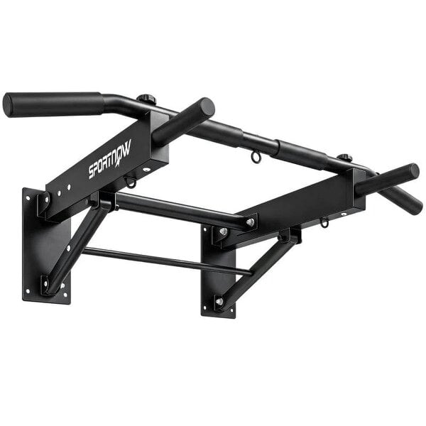 Pull Up Bar Wall Mounted Chin Up Bar with Folding Design, 3 Hooks for Resistance Bands, Supports up to 120 kg, Black