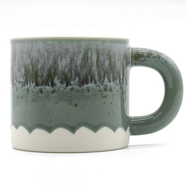 Scandi Home Set of Two 480ml Terra Fusion Grey and Green Reactive Glazed Ceramic Mugs