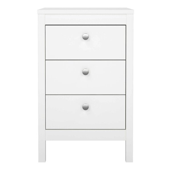Wyld Haus Gossmere White Bedside Table 3 Drawers