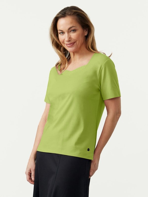 PennyPlain Diamante Sweetheart Neck Top - Kiwi