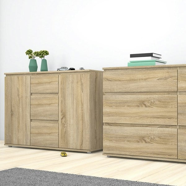 Furniture To Go Nova Sideboard - 3 Drawers 2 Doors in Oak