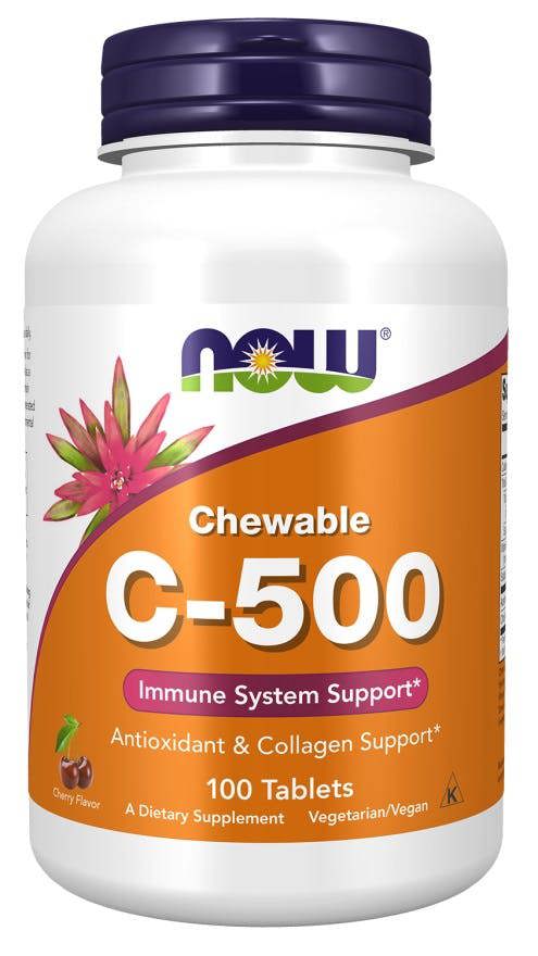 NOW Foods Vitamin C-500 Chewable, Cherry - 100 tabs