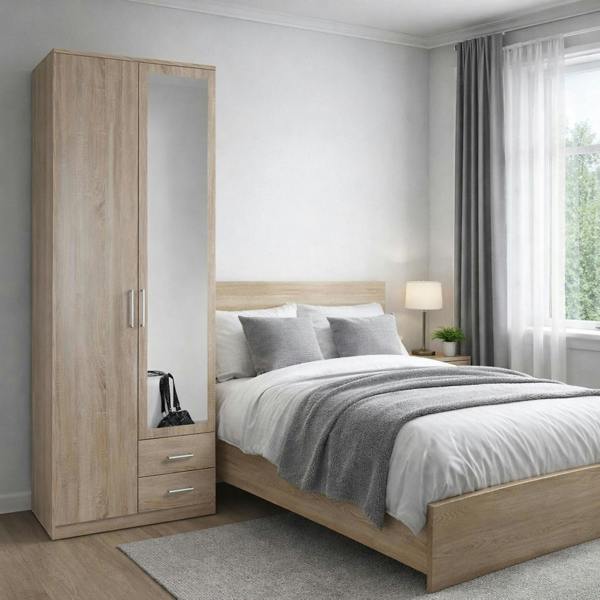 Osaka  2 Door 2 Drawer  Mirror oak
