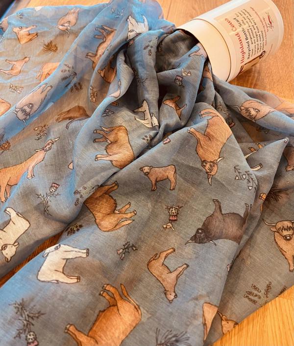 Art on Scarves Recycled Bottle Scarf - Highland Cows