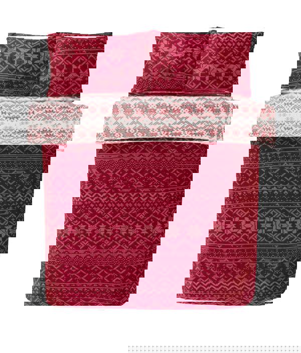 Smart Living Fairisle Flannel Fleece Reversible Duvet - Red