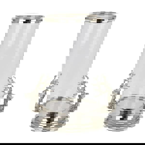 Hill Interiors Hurricane Stag Head Lantern - Silver - 