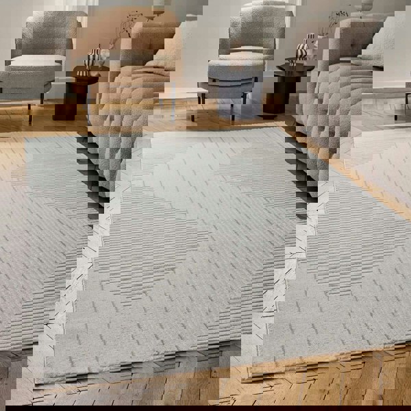 Geometric Living Room rug, beige-cream colours, stain-resistant and non-shedding