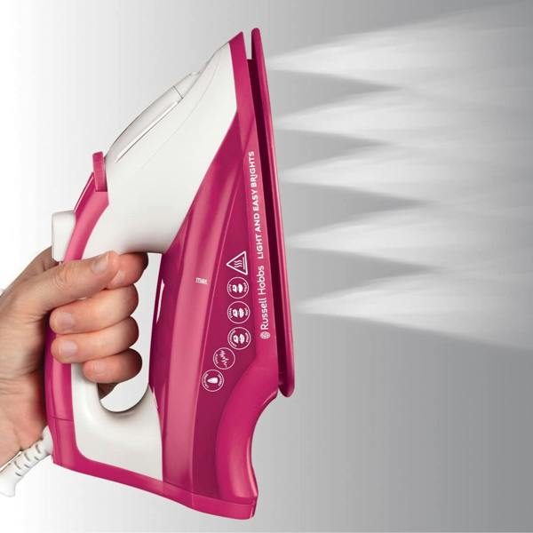 Russell Hobbs 2400W Light and Easy Brights Steam Iron - Pink