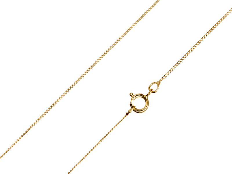 Cooksongold 9ct Yellow Gold Necklace Chain, Diamond Cut Curb Necklace