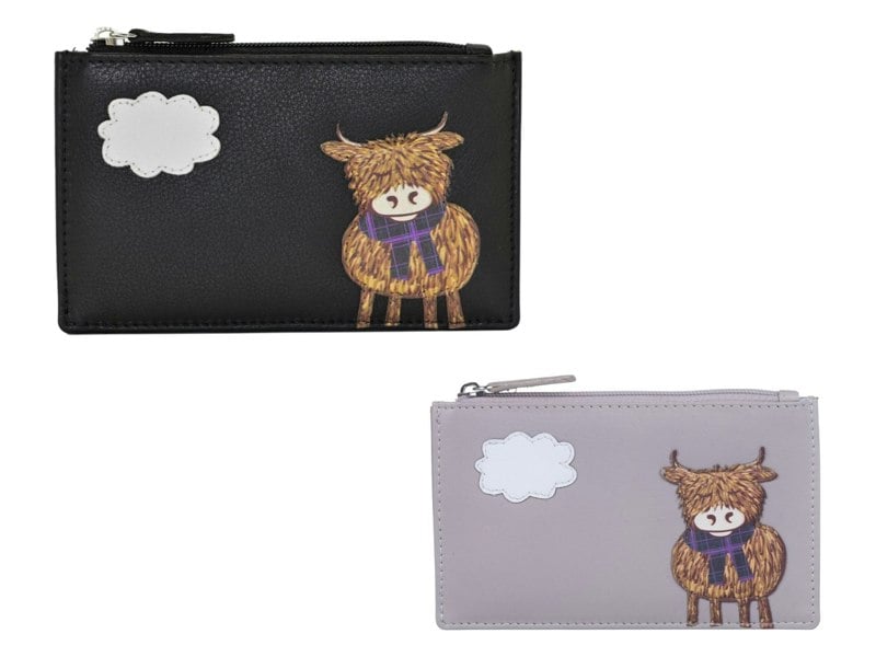 Mala Leather Highland Cow Leather RFID Coin & Card Purse