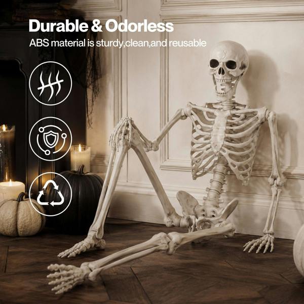 Yezi Halloween Skeleton Life Size Posable Jointed Decoration Haunted House White