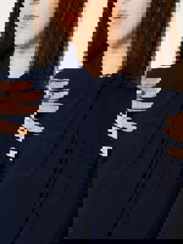 GWD Terry Navy Twist Neck Top