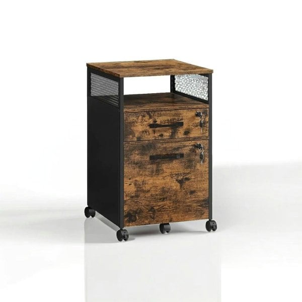 Modcraft Mobile Filing Cabinet with Lockable Drawers  | Wheels with Open Shelf for A4 & Letter Files