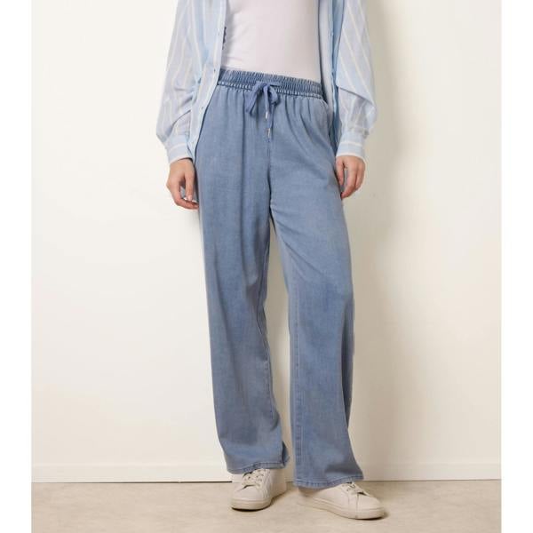 Blue Vanilla Elasticated Waist Wide Leg Jeans