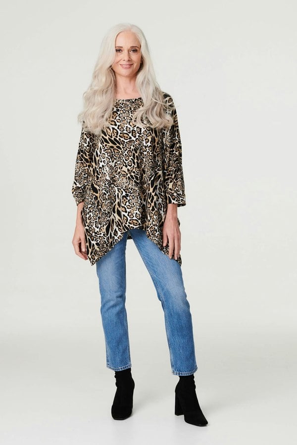 Black | Leopard Print Oversize Blouse