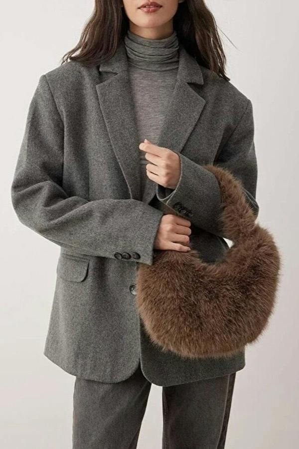 WOVCOR Faux Fur Women's Hand and Shoulder Bag