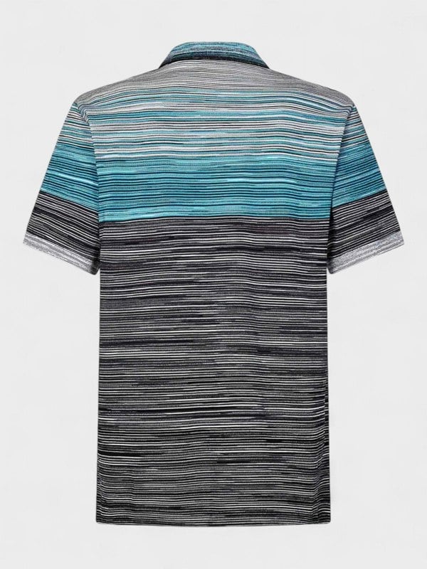 Missoni Space Dye Short Sleeve Polo Shirt Blue - Supplied FashionMissoni