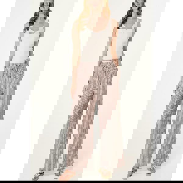 Blue Vanilla Tie Waist Stripe Wide Leg Trousers