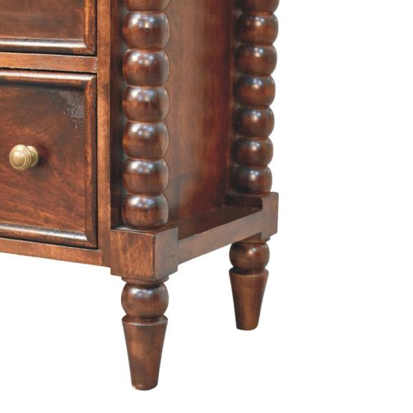 Artisan Furniture Solid Wood Spindle Winewood Chest, Brown,3 Drawers