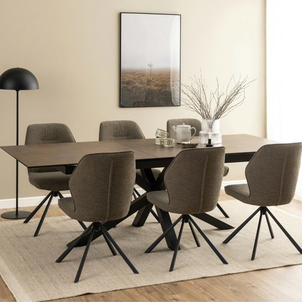 Furniture To Go Heaven Extendable Dining Table with Ceramic Rusty Brown Top 200cm