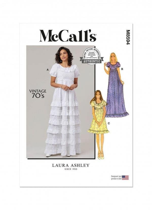McCalls 8594 Paper Sewing Pattern – Women's Vintage Dress, Intermediate