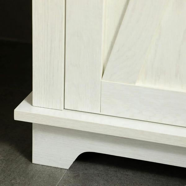 White cabinet base with elevated feet and flat bottom panel