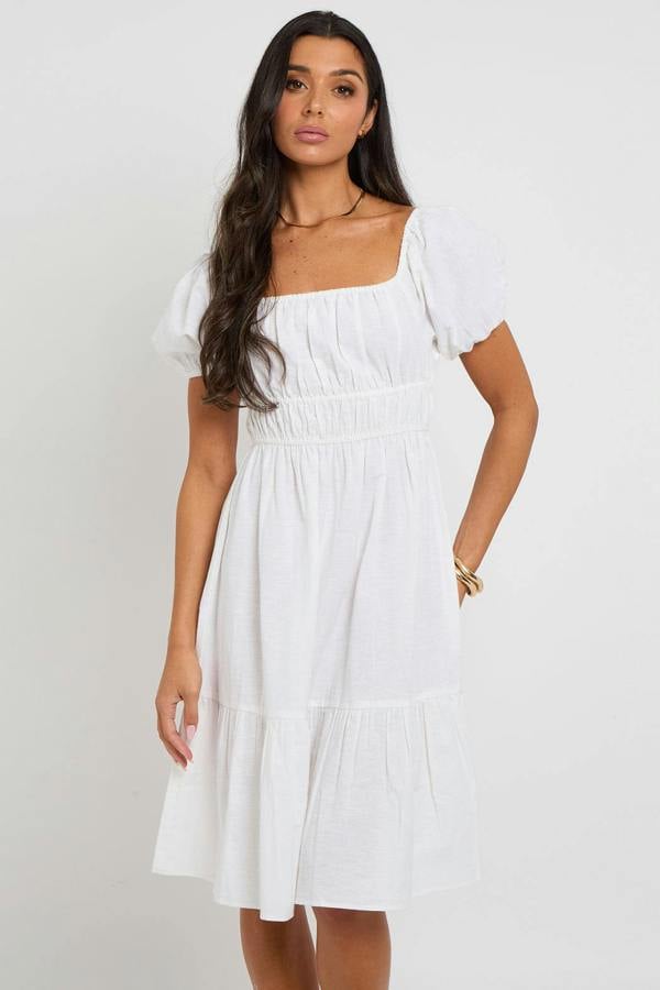 Urban Bliss White Milk-Maid Smock Dress