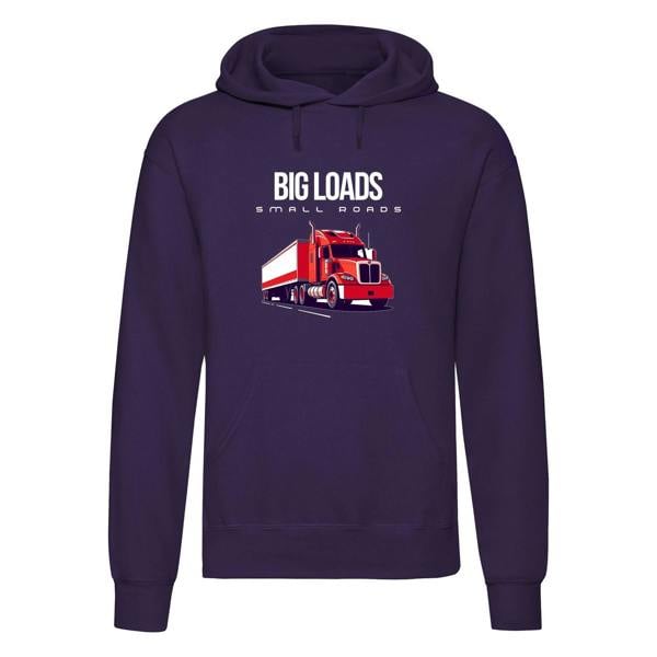 Adults "Big Loads on Small Roads" Truck Printed Pullover Hoodie