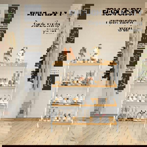 MANTRARAJ Bamboo 4 Tier Shoe Rack Easy Assembly Storage Shelf Organiser Wooden Shoe Rack