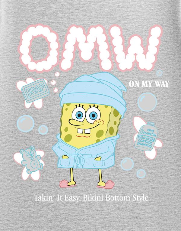 SpongeBob SquarePants Womens Grey On My Way Short Sleeved T-Shirt