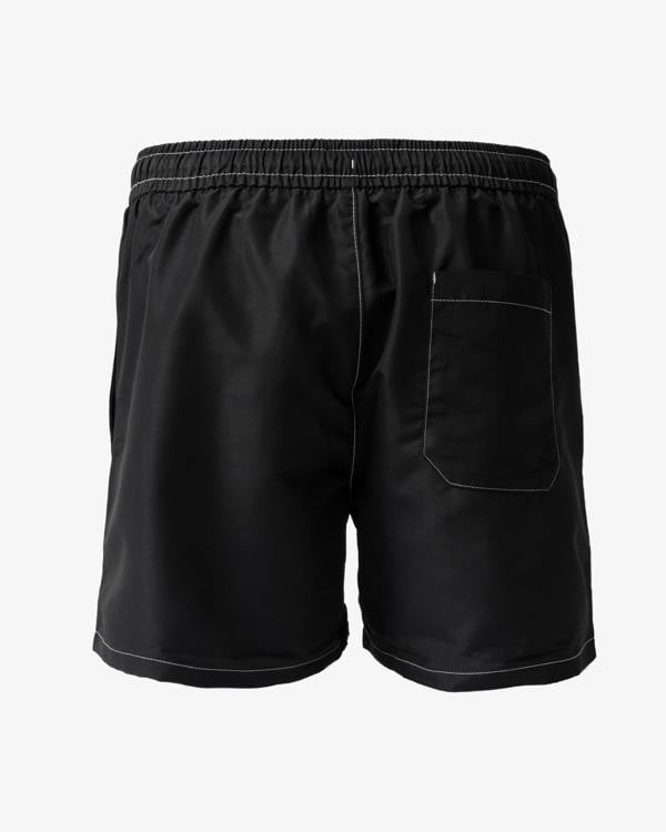 back of Tommy Hilfiger TJ Mens Drawstring Swimming Shorts in Black