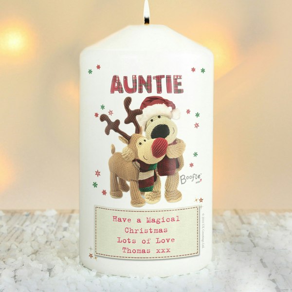 Personalised Memento Company Personalised Boofle Christmas Reindeer Pillar Candle