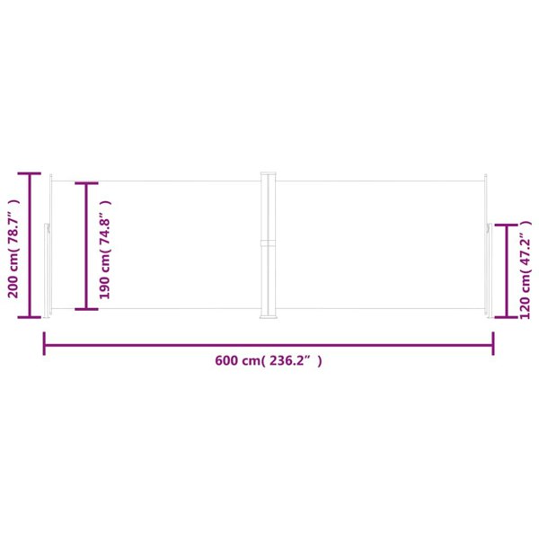 Berkfield Retractable Side Awning Red 200x600 cm