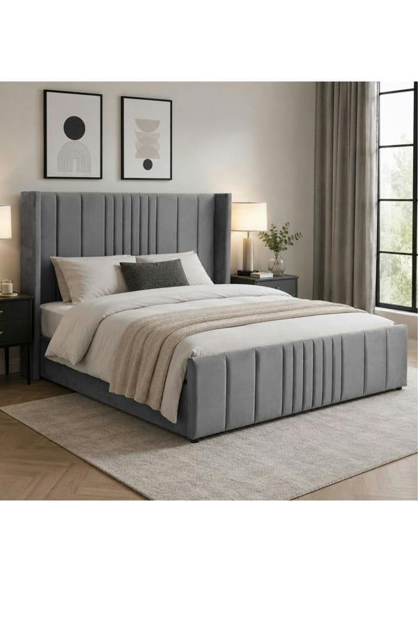 Groundlevel Langford Velvet Upholstered Ottoman Storage Bed