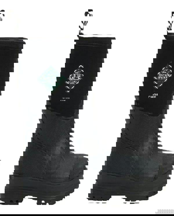 Muck Boots MUCK Chore Classic Mid Mens Stable Farm Wellington Wellies Boots, black waterproof mid-calf rubber work boot with textured toe and sole