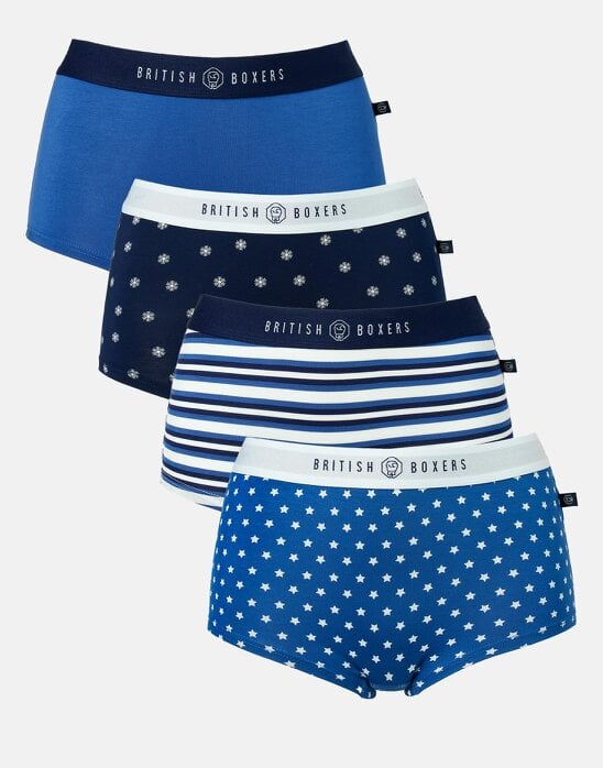 British Boxers Multipack! 4 Pairs of Women's Bamboo Hipster Boxer Briefs – Starry Night
