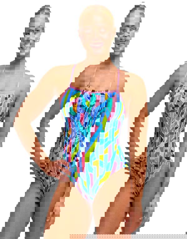 Funkita Pillared Single Strap Swimsuit - Blue/Pink