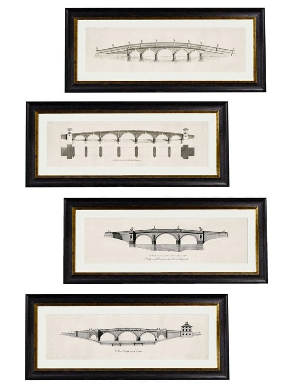 Exceptional Art c.1700's Architectural Elevations of Bridges