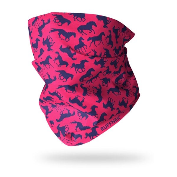 RUFFNEK Pink & Blue Horses Neck Tube – a stylish and practical accessory for horse lovers. #EquestrianGear #HorseAccessories #NeckTube #RidingSnood
