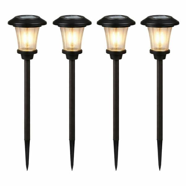 Gardenwize Pack of 4 Solar Stake Lights – Metal Pathway LED Lights