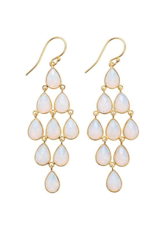 Latelita Erviola Gemstone Cascade Earrings Gold Opal