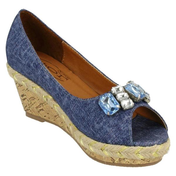 Spot On Girls Spot On Cork High Wedge Rope Foxing Sandal