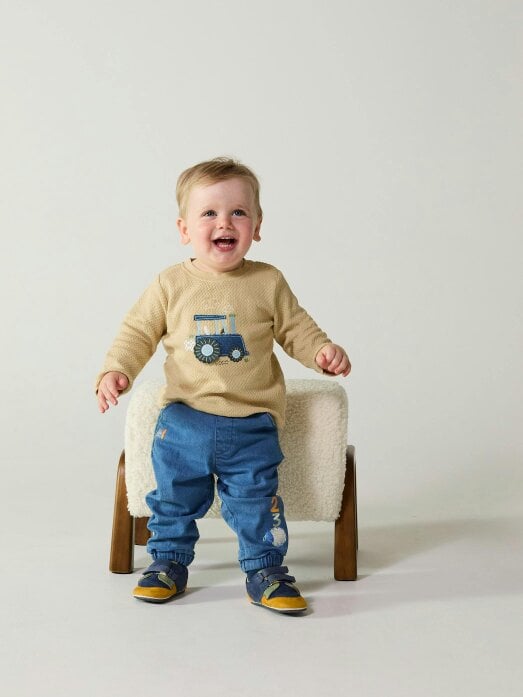 Mini Cuddles Sheep Graphic Denim Joggers (Blue)