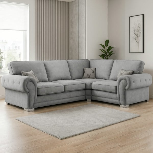 Furnishings For Less Milan Chesterfield Fabric 4 Seater Corner Sofa - Full Back