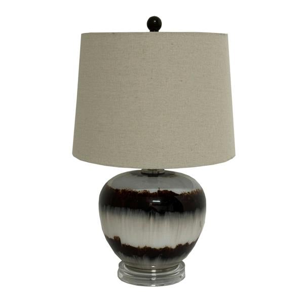 Hill Interiors Sepia Shadows Squat Linen Table Lamp - Brown - 