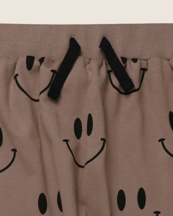 Organic cotton Brown Smiley Face Print Joggers - image 3