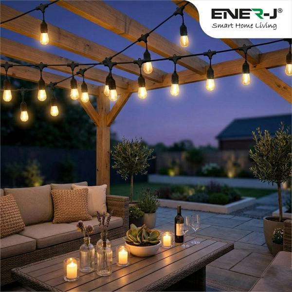 ENER-J LED String Lights 10.2m 2W S14 10Pcs LED Edison Filament Bulbs E27 Sockets Perfect for Party, Wedding, Anniversaries, Celebrations