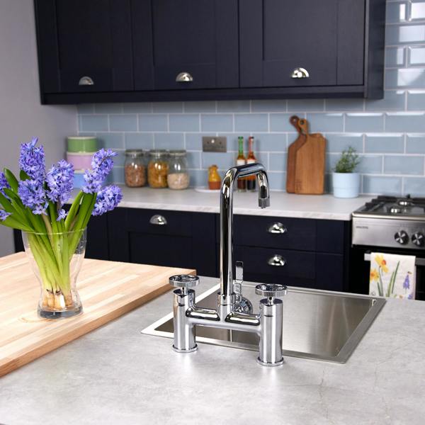 Flode kraft | Industrial Bridge Style 3 in 1 Instant Boiling Tap | Polished Chrome Finish